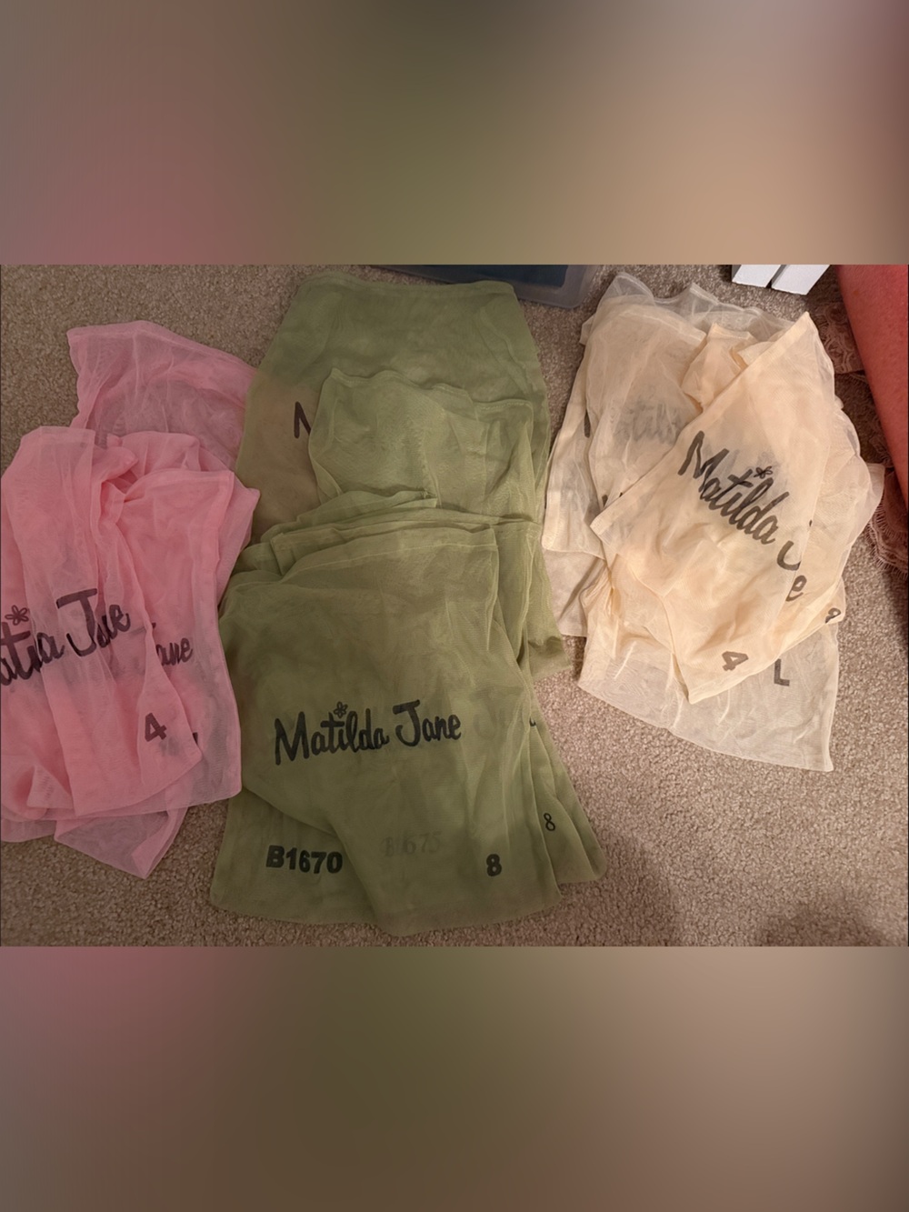Matilda Jane Pink, Green & Yellow Mesh Bags 15 total